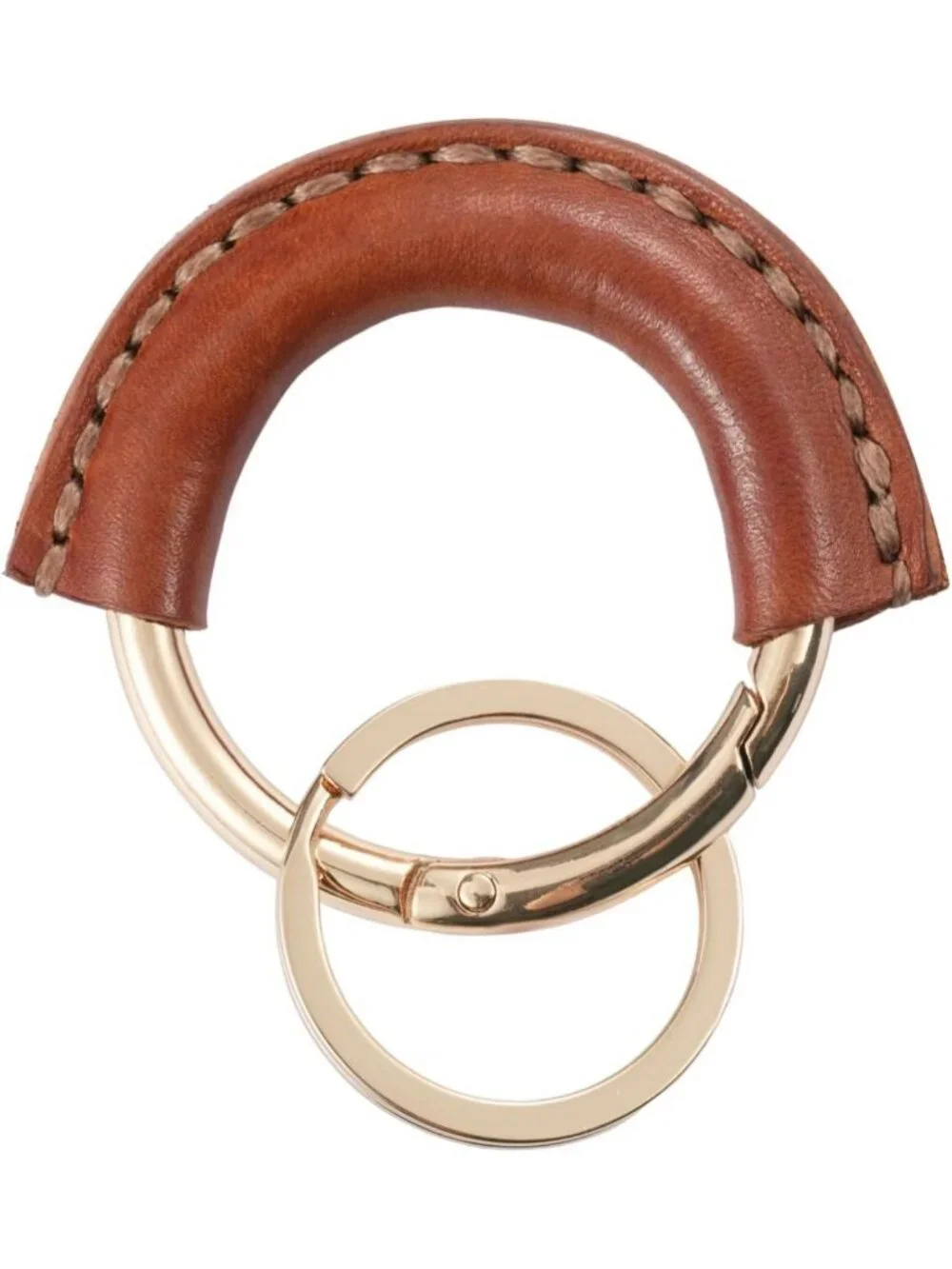 Stylish Genuine Leather Keychain with Carabiner Clip & 2 Detachable Rings
